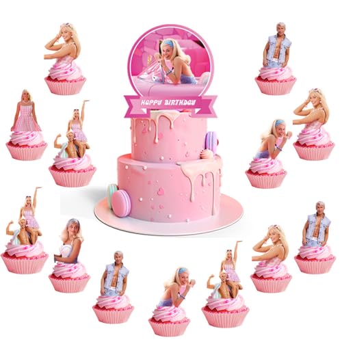 Babioms 25pcs Barbi Prinzessin Cake Topper, Cupcake Deko, Geeignet für Muffin Deko,Princess Theme Torten Deko, Cake Decoration,Barbi Tortendeko von Babioms