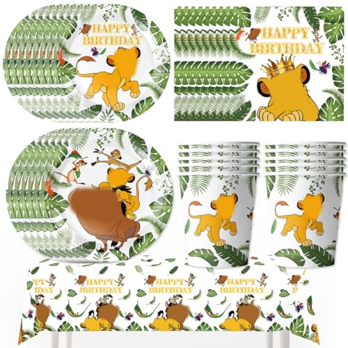 Babioms 71Pcs König der Löwen Partygeschirr Set, Lion Geburtstag Geschirr, Mit Teller Tassen Servietten Tischdecken, Dschungel Geburtstag Geschirr Kit, 10 Personen Babioms 71Pcs König der Löwen Partygeschirr Set, Lion Geburtstag Geschirr, Mit Teller Tassen Servietten Tischdecken, Dschungel Geburtstag Geschirr Kit, 10 Personen von Babioms