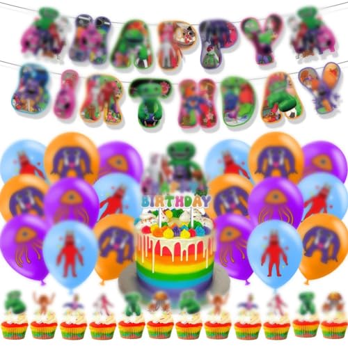 Babioms Ban Ban Geburtstag Deko, Banban, Luftballons, Cake Topper, Banner, Cartoon Geburtstag Dekorationen, für Kinder Geburtstag Party, 32Pcs von Babioms