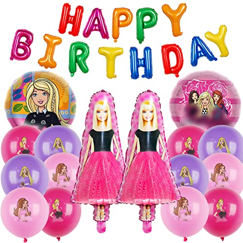 Babioms Folienballons Latex Ballons - Barbiprinzessin Party Supplies, Top Model Geburtstags Party Luftballons, für Mädchen, Kind Birthday Party Decor (Pack of 17) von Babioms