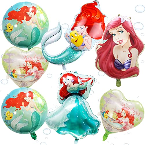 Babioms 7Pcs Meerjungfrau Prinzessin Folienballon, Meerjungfrau Party Ballons, Meerjungfrauen Geburtstag Deko, für Mädchen Geburtstagsfeier Party von Babioms