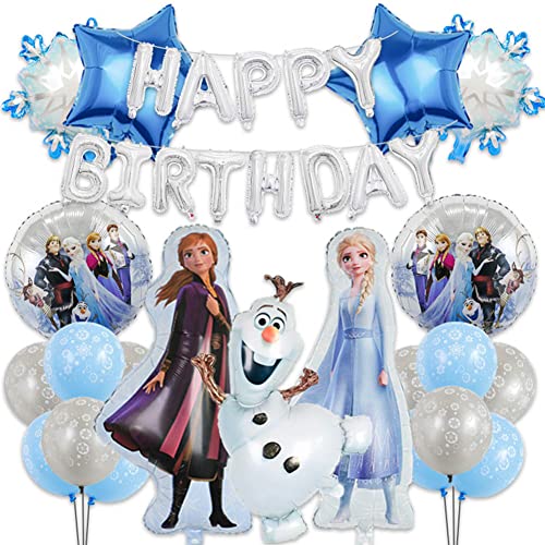 Prinzessin Luftballon deko, 21pcs Prinzessin Party Balloons Set, Karikatur Folienballon, Frozeees Party Luftballons, Schneeflocke Folienballons, Geburtstag Prinzessin Dekoration für Kinder von Babioms