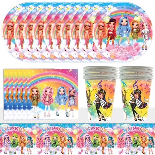 Babioms Rainbow Dolls Deko Geburtstag Partygeschirr Set, 71pcs Rainbow Dolls High Geburtstag Deko Party Supplies Set, Kindergeburtstag Geschirr Pappteller Becher für Partys Geburtstage Babioms Rainbow Dolls Deko Geburtstag Partygeschirr Set, 71pcs Rainbow Dolls High Geburtstag Deko Party Supplies Set, Kindergeburtstag Geschirr Pappteller Becher für Partys Geburtstage von Babioms