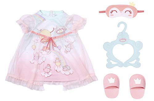 Baby Annabell 705537 Sweet Dreams Nachthemd - Kleidung für 43-cm-Puppen - Für Kinder ab 3 Jahren - Einfach für kleine Hände - Beinhaltet Nachtkleid, Hausschuhe, Schlafmaske und Kleiderbügel von Baby Annabell