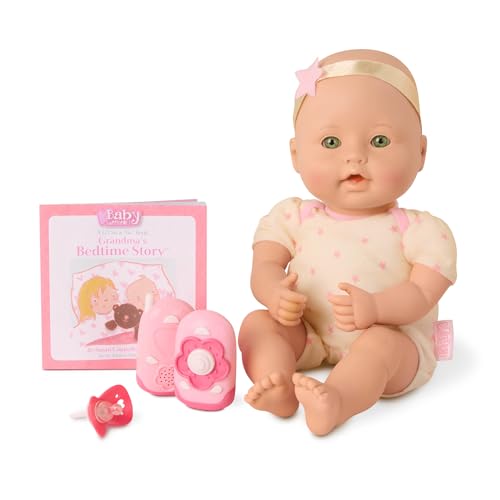 Baby Sweetheart Baby Puppe mit Kleidung, Schnuller und Zubehör zur Schlafenszeit – Weiche Puppe und Bilderbuch auf Englisch – Spielzeug ab 2 Jahre von Baby Sweetheart