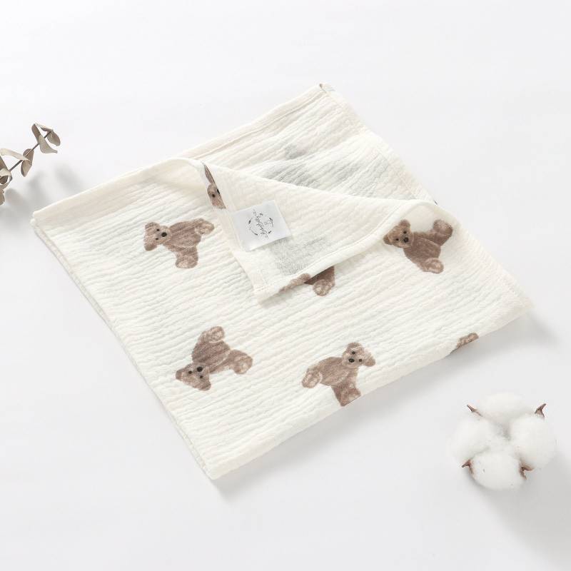 Kleiner Teddy Bär Super Weich 50 X cm Bio Baumwolle Unisex Baby Jungen Mädchen Musselin Quadrat Spucktuch Duschgeschenk von BabyBellsUK