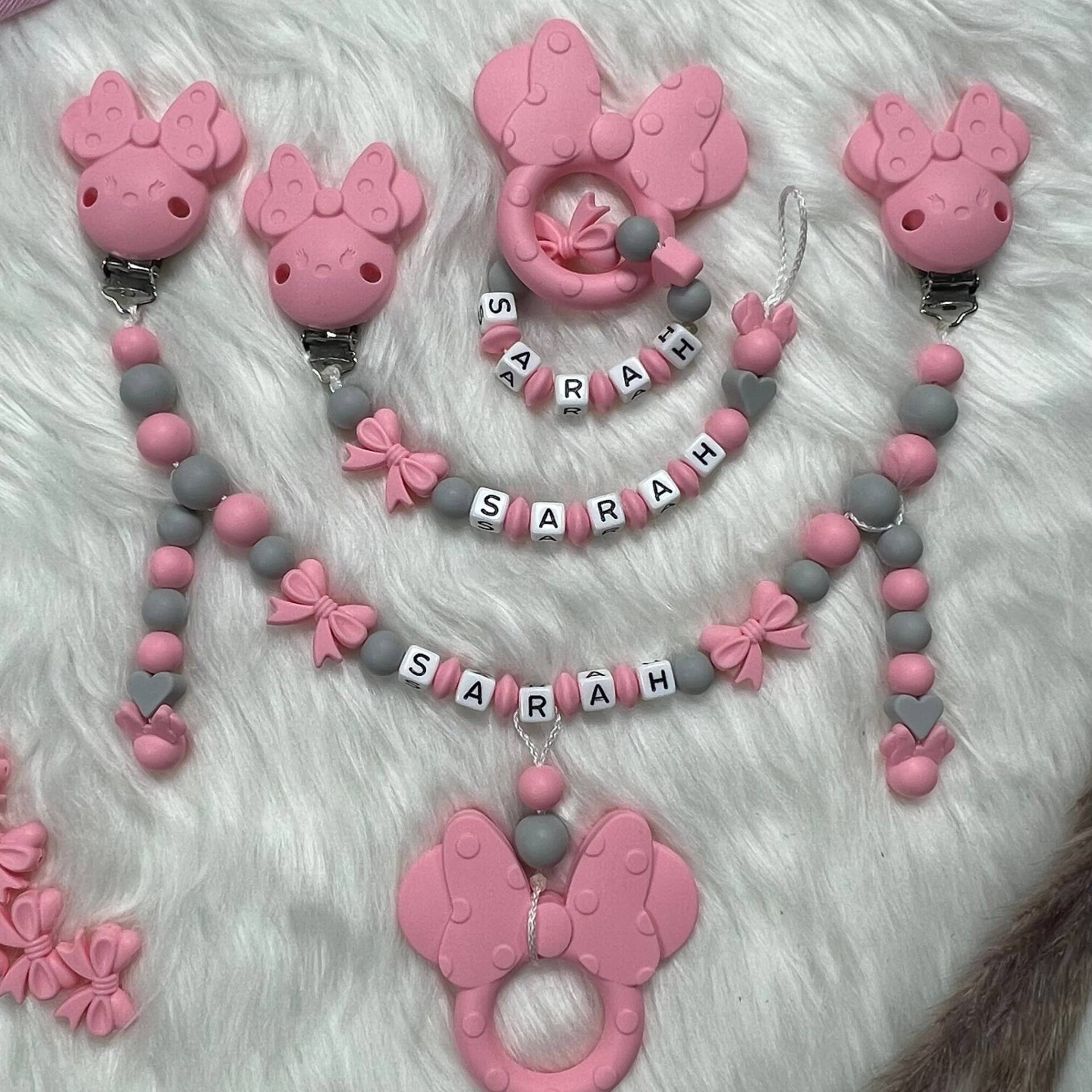 Set L | Greifling, Schnullerkette, Kinderwagenkette, Design Mäuschen | Personalisiert Unikat Handgefertigt Geschenk Set L | Greifling, Schnullerkette, Kinderwagenkette, Design Mäuschen | Personalisiert Unikat Handgefertigt Geschenk von BabyKettchen