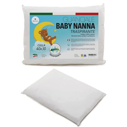 Baby Kissen (100% Made IN Italy und Oeko-TEX®), Atmungsaktives, Milbendichtes Kinderkissen 40x30 Mit 100% Baumwollbezug, Babykissen 6 Monate - 2 Jahre von BabyTools