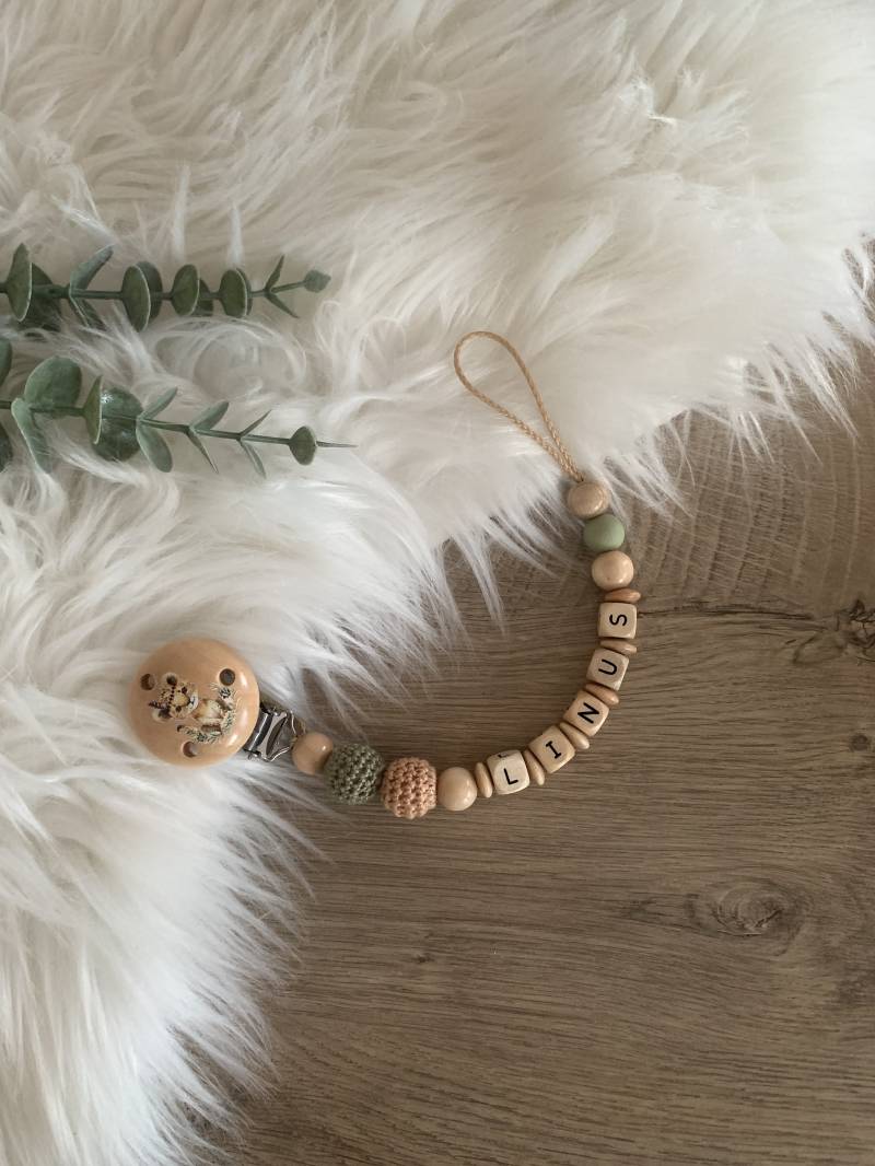 Schnullerkette Mit Namen Für Junge, Kleiner Löwe von BabylinoShop