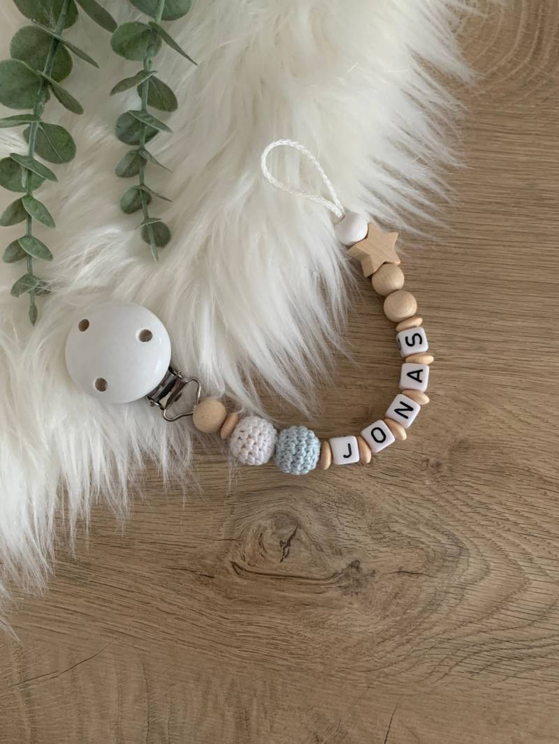 Schnullerkette Mit Namen Für Mädchen Und Junge von BabylinoShop