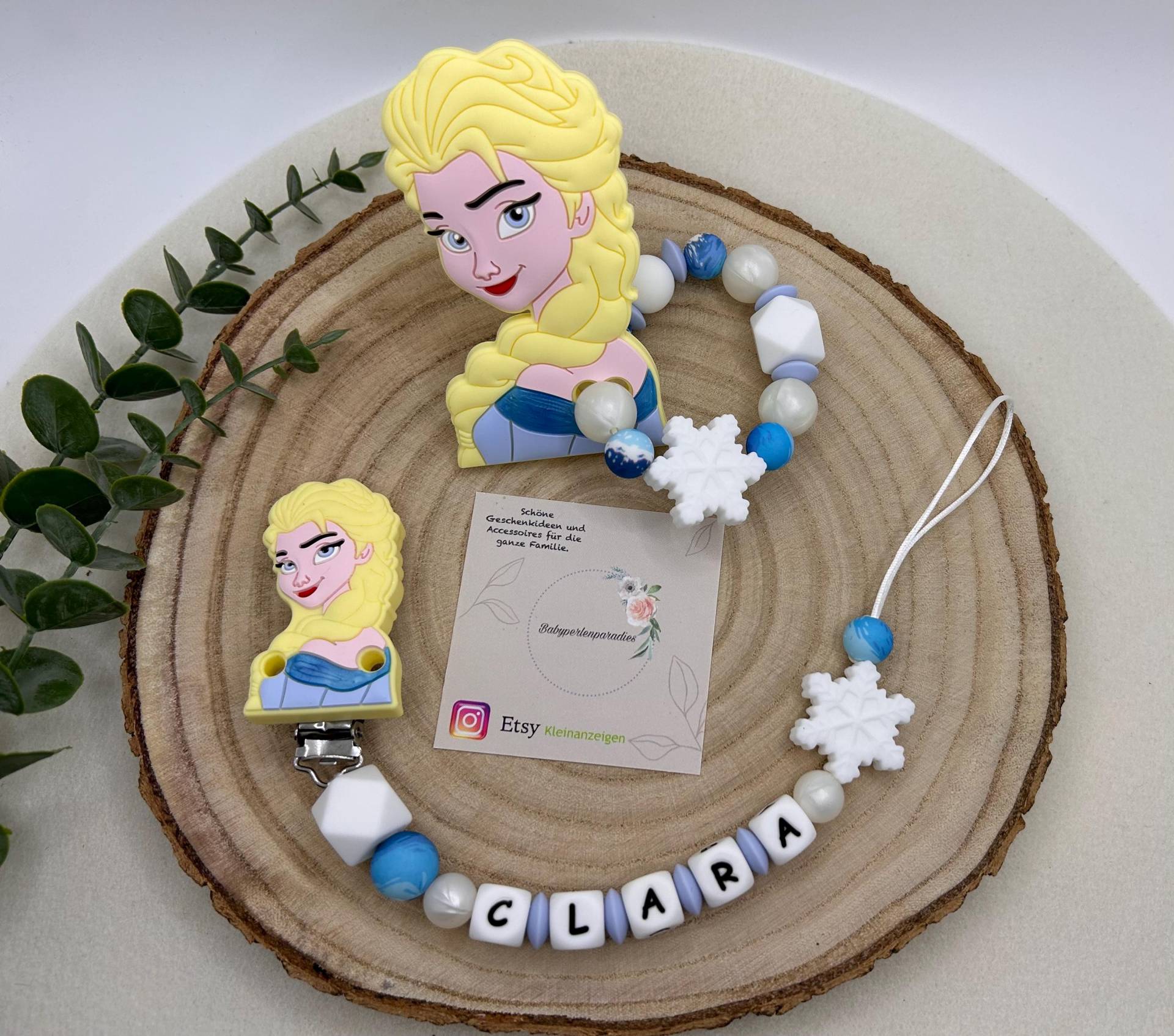 Schnullerkette Set, Personalisiert , Greifring, Elsa, Schneeflocke, Baby Geschenke Schnullerkette Set, Personalisiert , Greifring, Elsa, Schneeflocke, Baby Geschenke von Babyperlenparadies