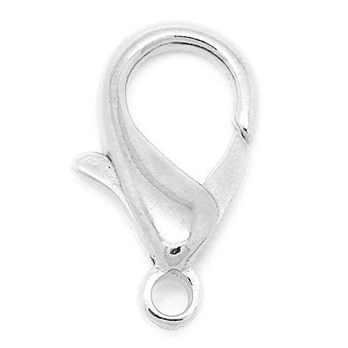 Bacabella 10106 Karabiner Verschluss 12mm Silber (10 Stück) als Ketten- oder Armbandverschluss für Schmuck von Bacabella