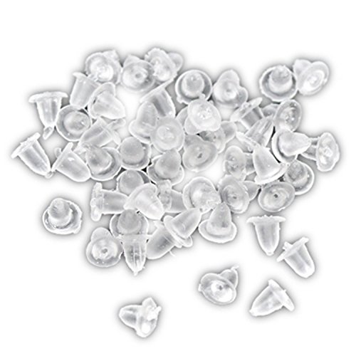 Bacabella 10546 Gummi Ohrstopper 4mm (50 Stück) als Verschluss/Stopper/Sicherung für Ohrringe von Bacabella