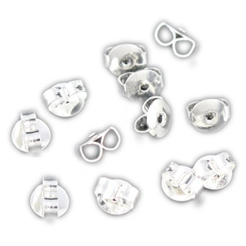 Bacabella 11077 Ohrstopper 4x5mm Silber (50 Stück) als Verschluss/Stopper/Sicherung für Ohrringe von Bacabella