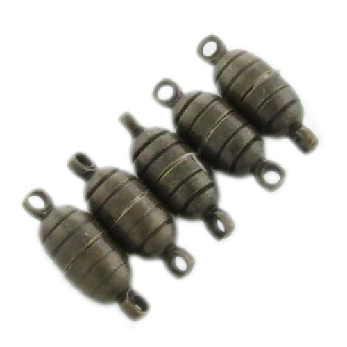 Bacabella 11175 Magnet Schließe 15x5,5mm antikbronze (5 Stück) zum komfortablen/einfachen Schließen von Ketten/Armbändern ohne lästiges Rumfummeln von Bacabella