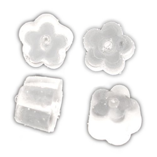 Bacabella 11292 Ohrstopper Plastik weiß Blume 4mm x 4mm (50 Stück) als Verschluss/Stopper/Sicherung für Ohrringe von Bacabella
