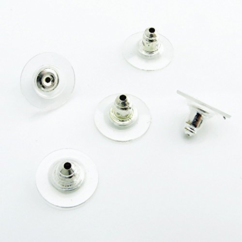 Bacabella 15351 Komfort Ohrstopper 12mm Silber (10 Stück) als Verschluss/Stopper/Sicherung für Ohrringe von Bacabella