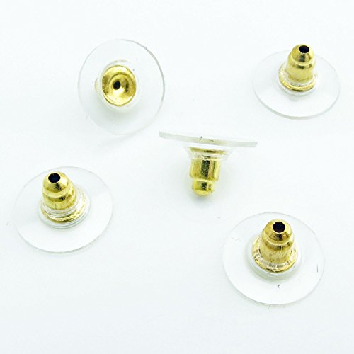 Bacabella 15352 Komfort Ohrstopper 12mm Gold (10 Stück) als Verschluss/Stopper/Sicherung für Ohrringe von Bacabella