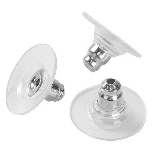 Bacabella 15353 Komfort Ohrstopper 12mm Silber (50 Stück) als Verschluss/Stopper/Sicherung für Ohrringe von Bacabella