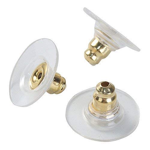 Bacabella 15354 Komfort Ohrstopper 12mm Gold (50 Stück) als Verschluss/Stopper/Sicherung für Ohrringe von Bacabella