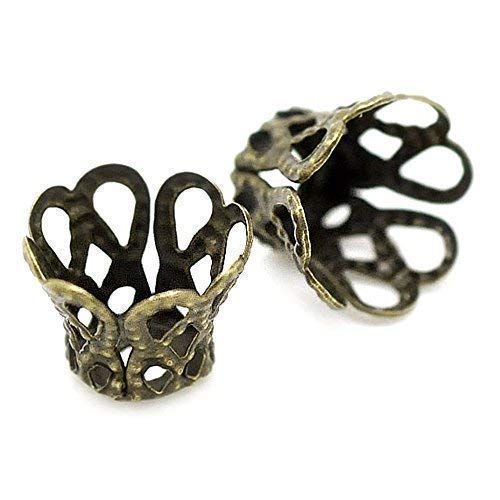 Bacabella 20773 30 Perlenkappen Krone 9x7mm für 8-10mm Perlen antikbronze (30 Stück) von Bacabella