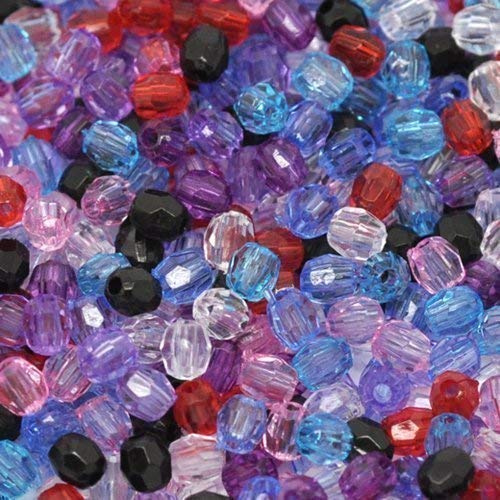 Bacabella 20879 Facettierte Perlen 4mm Farben Mix Acryl Beads klein (200 Stück) als Schmuckperlen für Schmuckfertigung von Bacabella