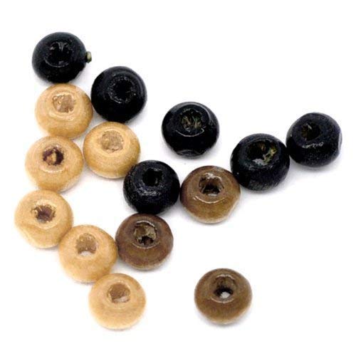 Bacabella 20910 Holzperlen 4x3mm beige braun schwarz Mix Rondelle (200 Stück) als Schmuckperlen für Schmuckfertigung von Bacabella