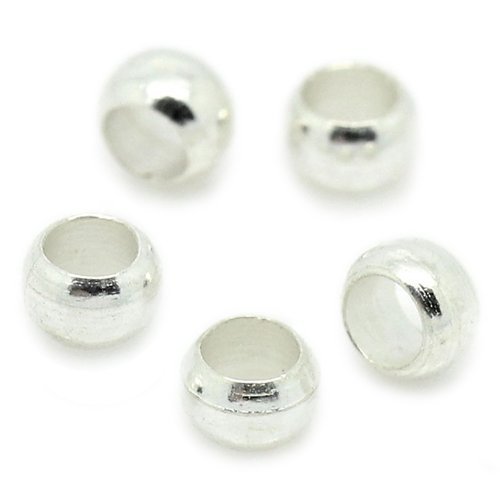Bacabella 20996 Quetschkugeln 1,5x2mm Silber (100 Stück) Quetschperlen in Kugelform zum Fixieren von Perlen auf Draht von Bacabella
