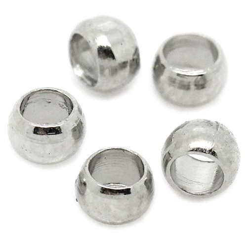 Bacabella 20997 Quetschkugeln 1,5x2mm antiksilber (100 Stück) Quetschperlen in Kugelform zum Fixieren von Perlen auf Draht von Bacabella