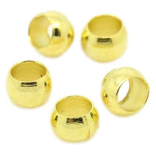 Bacabella 20998 Quetschkugeln 1,5x2mm Gold (100 Stück) Quetschperlen in Kugelform zum Fixieren von Perlen auf Draht von Bacabella