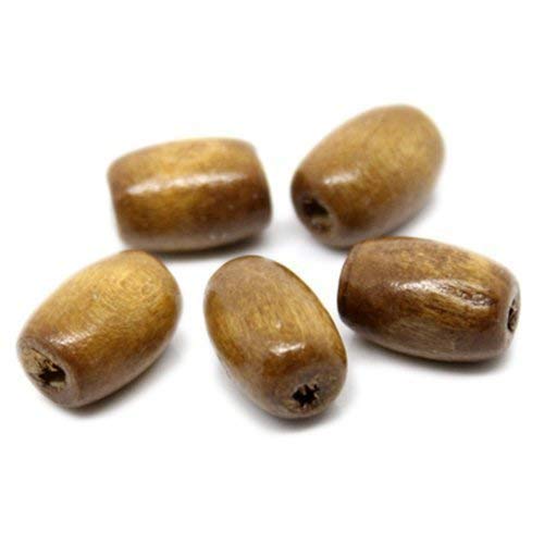 Bacabella 21260 Holz Perlen 12x8mm oval hellkaffee braun Fädelloch 2,7mm (100 Stück) als Schmuckperlen für Schmuckfertigung von Bacabella