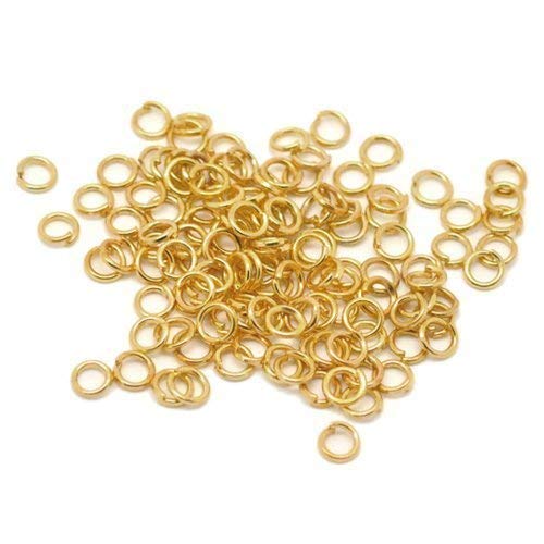 Bacabella 21333 Biegeringe offen 3mm klein Gold (100 Stück) als Verbinder zwischen Zwei Schmuckteilen von Bacabella