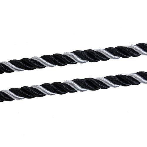 Bacabella 22263 Baumwolle Kordel 1m in 5mm gedreht zweifarbiges Band schwarz-weiß (Meterware/Band bis 5m in einem Stück) von Bacabella