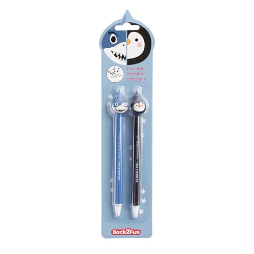Back2Fun - Packung mit 2 löschbaren Stiften, thermosensitive blaue Tinte, Tierkopf mit Radiergummi, lustige Stifte, schönes und kreatives Schreibwaren für Kinder, zum Schreiben, Zeichnen oder Back2Fun - Packung mit 2 löschbaren Stiften, thermosensitive blaue Tinte, Tierkopf mit Radiergummi, lustige Stifte, schönes und kreatives Schreibwaren für Kinder, zum Schreiben, Zeichnen oder von Back2Fun
