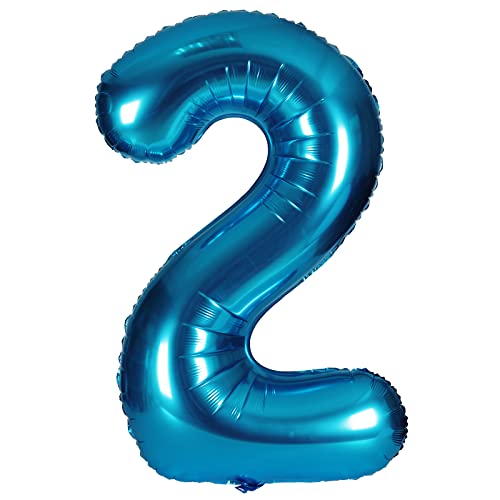 40 Zoll 0 to 9 in Blau Nummer Folienballon Helium Zahlenballon Luftballon Riesenzahl Party Hochzeit Kindergeburtstag Geburtstag Nummer 2 von CHANGZHONG