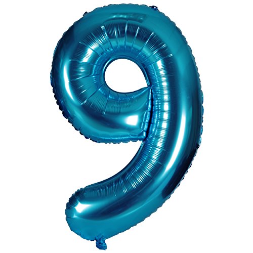 40 Zoll 0 to 9 in Blau Nummer Folienballon Helium Zahlenballon Luftballon Riesenzahl Party Hochzeit Kindergeburtstag Geburtstag Nummer 9 von CHANGZHONG