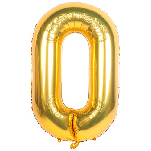 40 Zoll 0 to 9 in Gold Nummer Folienballon Helium Zahlenballon Luftballon Riesenzahl Party Hochzeit Kindergeburtstag Geburtstag Nummer 0 von CHANGZHONG