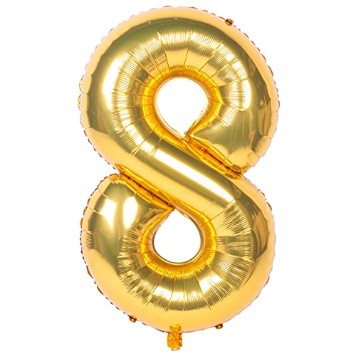 40 Zoll 0 to 9 in Gold Nummer Folienballon Helium Zahlenballon Luftballon Riesenzahl Party Hochzeit Kindergeburtstag Geburtstag Nummer 8 von CHANGZHONG