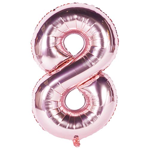 40 Zoll Riese Helium Folienballon 0 to 9 Roségold Ballon Geburtstag Hochzeitsfeier Digitale Dekorationen Nummer 8 von CHANGZHONG