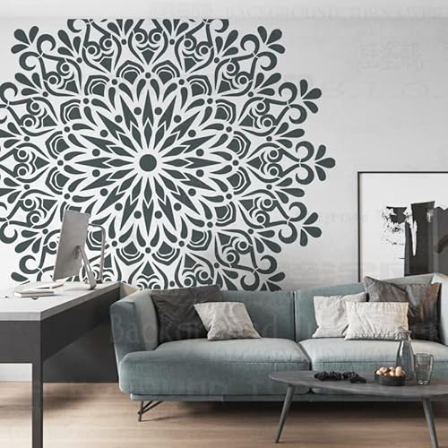 180cm Huge Giant Mandala Henna Indian Arabic Ethnic Round Flower Lotus Schablonen Schablone Für Wände Große Dekor Fliesen Vorlagen Malerei Farbe Große Bodenbeläge Möbel Vorlage Muster Mandala von 壁涂鸥 BackgroundTurnOver