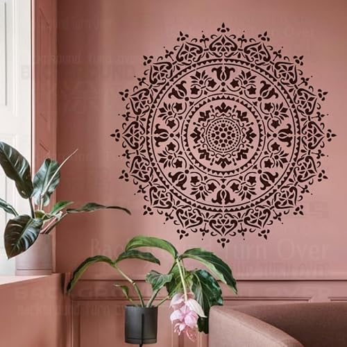 40cm Mandala Round Flower Lotus Schablonen Schablone Für Wände Große Dekor Fliesen Vorlagen Malerei Farbe Große Bodenbeläge Möbel Vorlage Muster Mandala Muster Holz Mandalas Wandfliesen von 壁涂鸥 BackgroundTurnOver