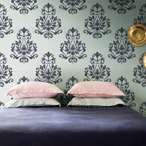 80 cm Damast-Schablonen im Vintage-Retro-Stil für Wände, Dekoration, wiederverwendbare Vorlagen, Malerei, Dekoration, Möbelvorlage, Dekor, Ziegelstein zum Bemalen, Spachtel, tragbarer Boden, groß von 壁涂鸥 BackgroundTurnOver