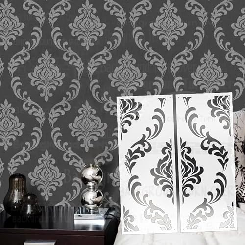 88 cm Damast-Schablonen im Retro-/Vintage-/Barock-Rokoko-Stil, für Wände, Vorlagen an der Wand, Dekoration, zum Bemalen, Malen, Basteln, Dekoration, große Größe S509 88 cm Damast-Schablonen im Retro-/Vintage-/Barock-Rokoko-Stil, für Wände, Vorlagen an der Wand, Dekoration, zum Bemalen, Malen, Basteln, Dekoration, große Größe S509 von 壁涂鸥 BackgroundTurnOver
