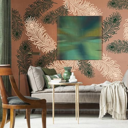 90 cm Pfauenfeder-Schablonen für Wände zum Bemalen, wiederverwendbar auf der Wanddekoration, Vorlage für Kittgröße, große Kühlschränke, Dekoration, Maschinen, Ziegel, Waschmaschine 90 cm Pfauenfeder-Schablonen für Wände zum Bemalen, wiederverwendbar auf der Wanddekoration, Vorlage für Kittgröße, große Kühlschränke, Dekoration, Maschinen, Ziegel, Waschmaschine von 壁涂鸥 BackgroundTurnOver