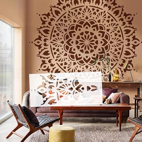 Mandala-Schablone S525, riesige Blume, runde Schablonen für Wände, zum Bemalen von Vorlagen an der Wand, Dekoration, Malerei für Möbel, 140 cm Mandala-Schablone S525, riesige Blume, runde Schablonen für Wände, zum Bemalen von Vorlagen an der Wand, Dekoration, Malerei für Möbel, 140 cm von 壁涂鸥 BackgroundTurnOver