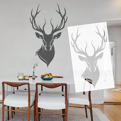S558 Hirschkopf-Malschablone für Wände, wiederverwendbar, dekorative Schablone, große Wandkunst für Spachtel, moderne Inneneinrichtung, tragbar, 50 cm S558 Hirschkopf-Malschablone für Wände, wiederverwendbar, dekorative Schablone, große Wandkunst für Spachtel, moderne Inneneinrichtung, tragbar, 50 cm von 壁涂鸥 BackgroundTurnOver
