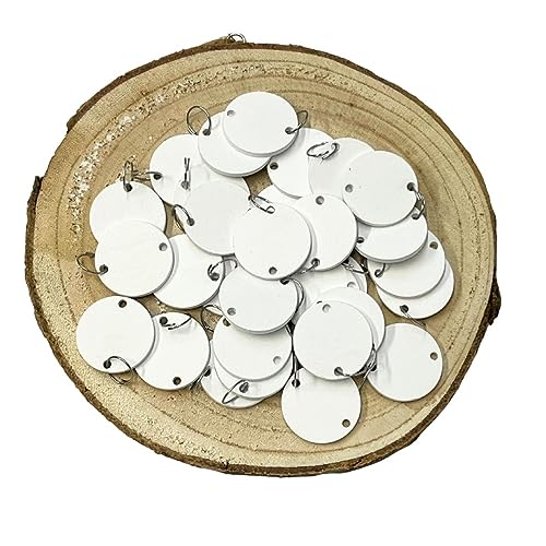 Bada Bing Holzscheiben weiß - 40 Stück runde Scheiben zum Basteln Erweiterungsset - Ø ca. 3 cm - 2,5 mm dick - Naturholzscheiben zum Beschriften für DIY Geburtstagskalender Scheiben inkl. Metallringe von Bada Bing