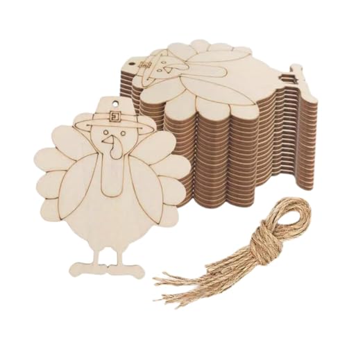Badiman 20 Stück Unfinished Hängen Holz Zeichen Plaque Blank Ornament mit Seil Holz von Badiman