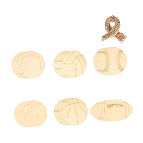 Badiman 24 Stück unbehandelte Holzscheiben, hängende Ornamente, DIY-Bastelprojekte mit Seilen, Partyzubehör, unbehandelte Holzausschnitte von Badiman