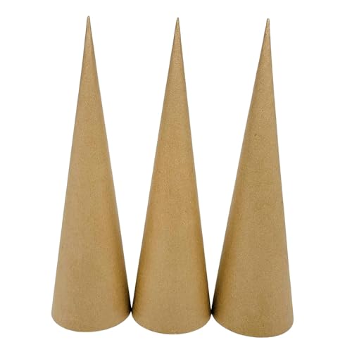 Badiman 3 Stück Bastelkegel Papiermaché Kegel Papierkegel Pappkegel zur Kreativen Gestaltung Offene Unterseite für Weihnachtsbaumdekoration Kunstprojekte, 35cm von Badiman